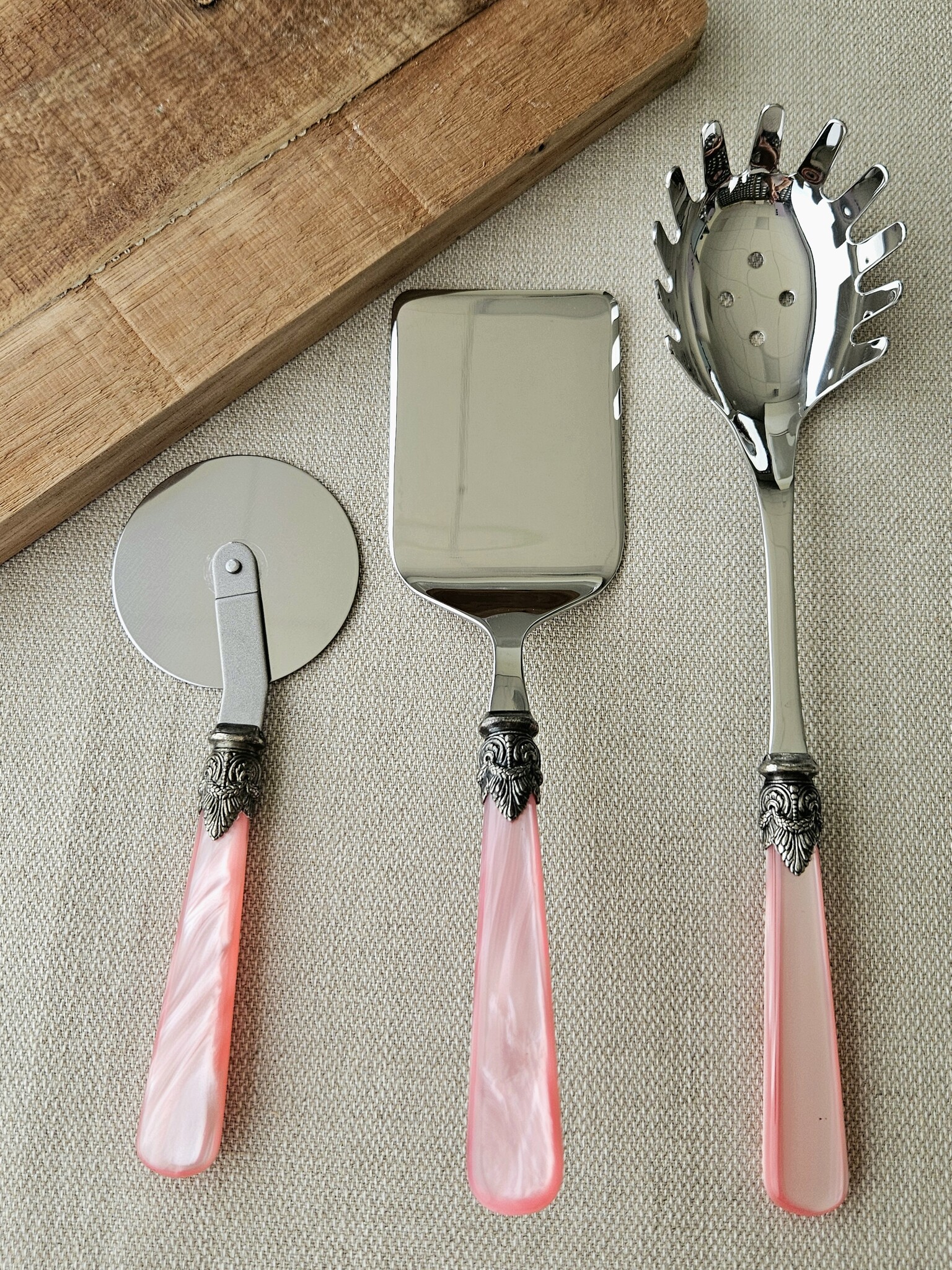 Pasta Besteckset, 3-teilig, Rosa (perlmuttglanz)