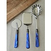 Pasta serving set, Blue (mother-of-pearl sheen)