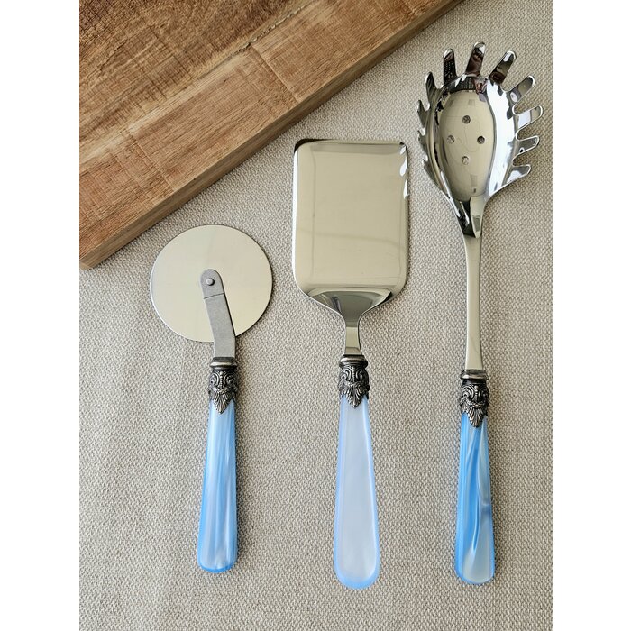 3-teiliges Pastabesteckset, Hellblau (perlmutt)