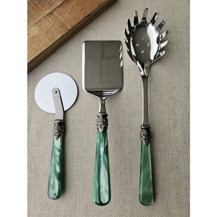 Pasta serving set, Green (mother-of-pearl)