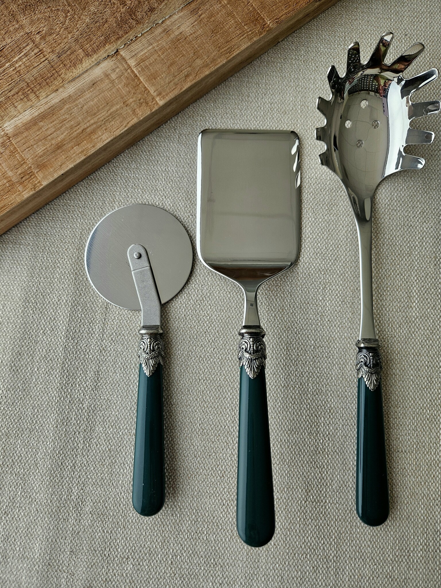 3-teiliges Pastabesteckset, Grün (matt)