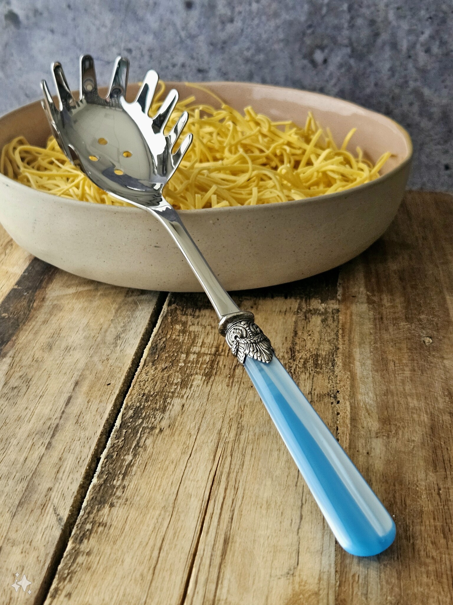 3-teiliges Pastabesteckset, Hellblau (perlmutt)