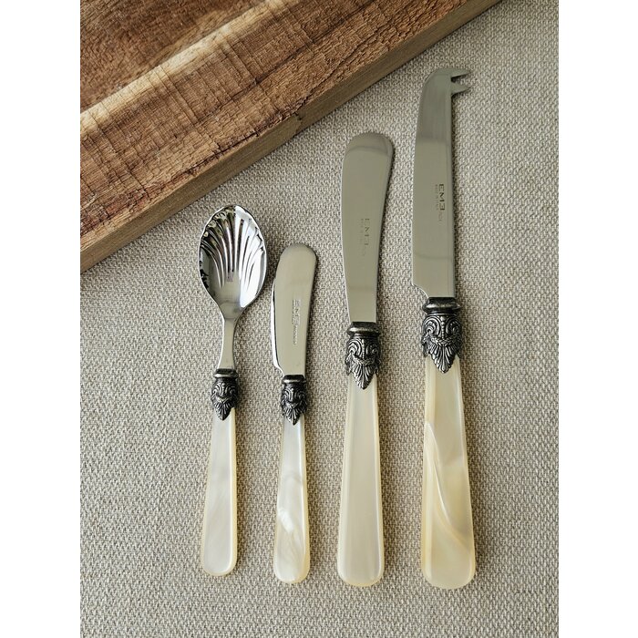 Tapasbesteckset, 4-teilig, Elfenbein (perlmuttglanz)