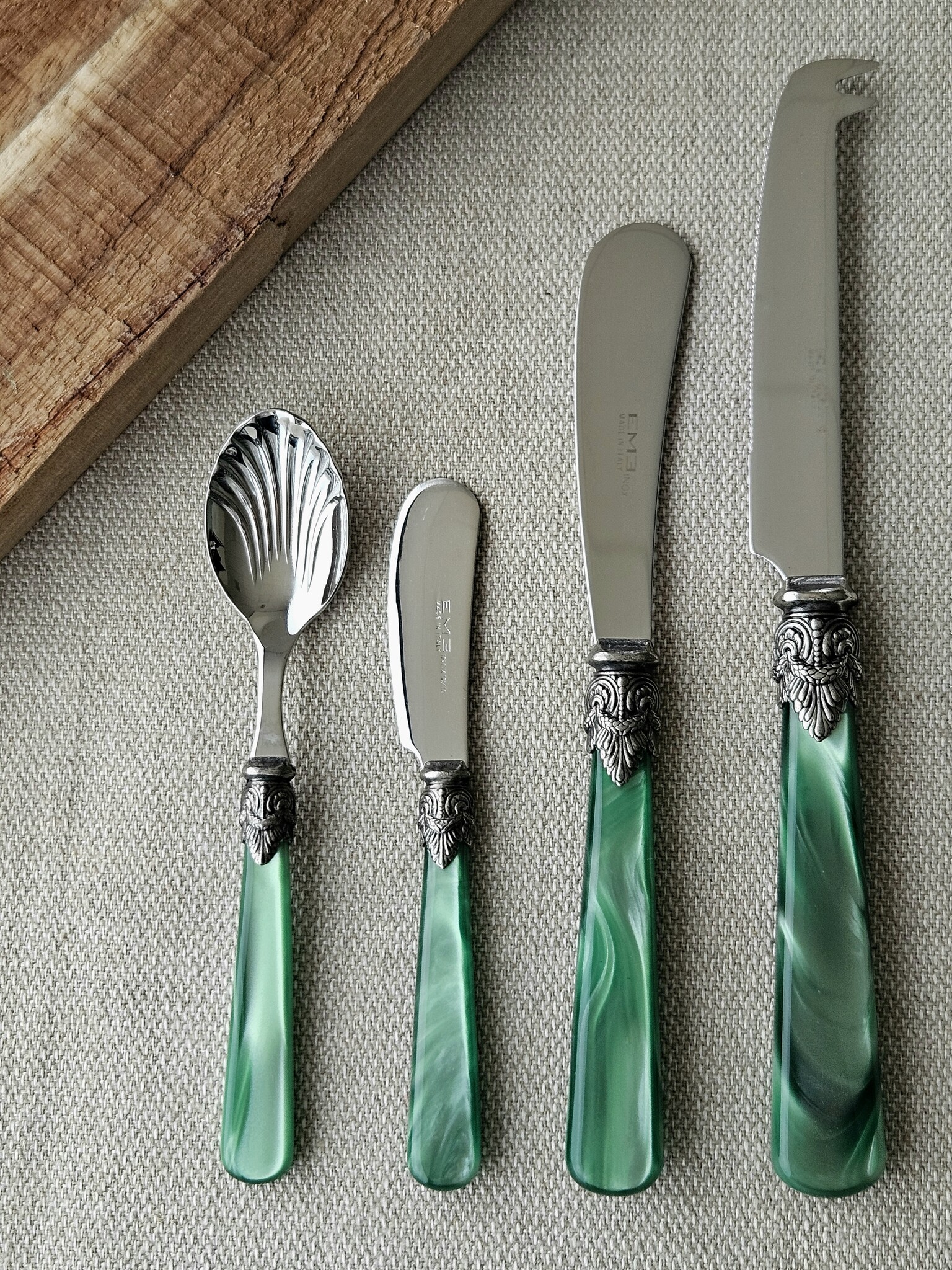 Tapas Besteckset, 4-teilig, Grün (perlmutt)