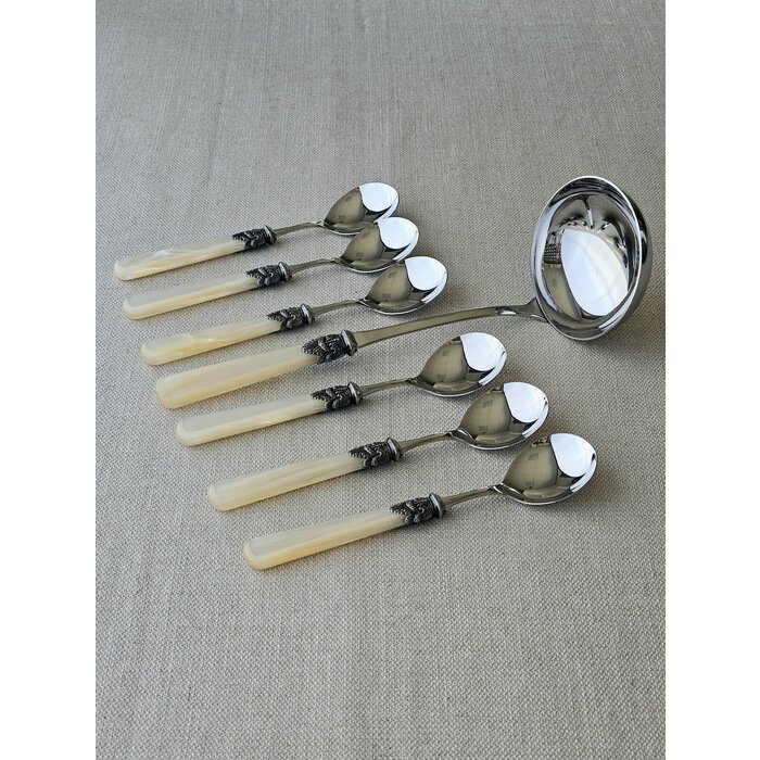 Soup cutlery set (7-piece), Ivory (mother-of-pearl)