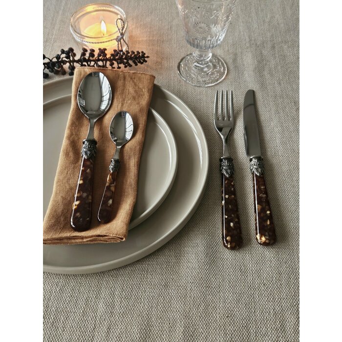 Coffret de couverts, Marron (motif tortue), dans un Coffret de couverts en bois luxueux