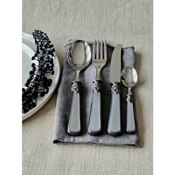 Cutlery Box, Gray (mother-of-pearl sheen), in a luxurious wooden cutlery case