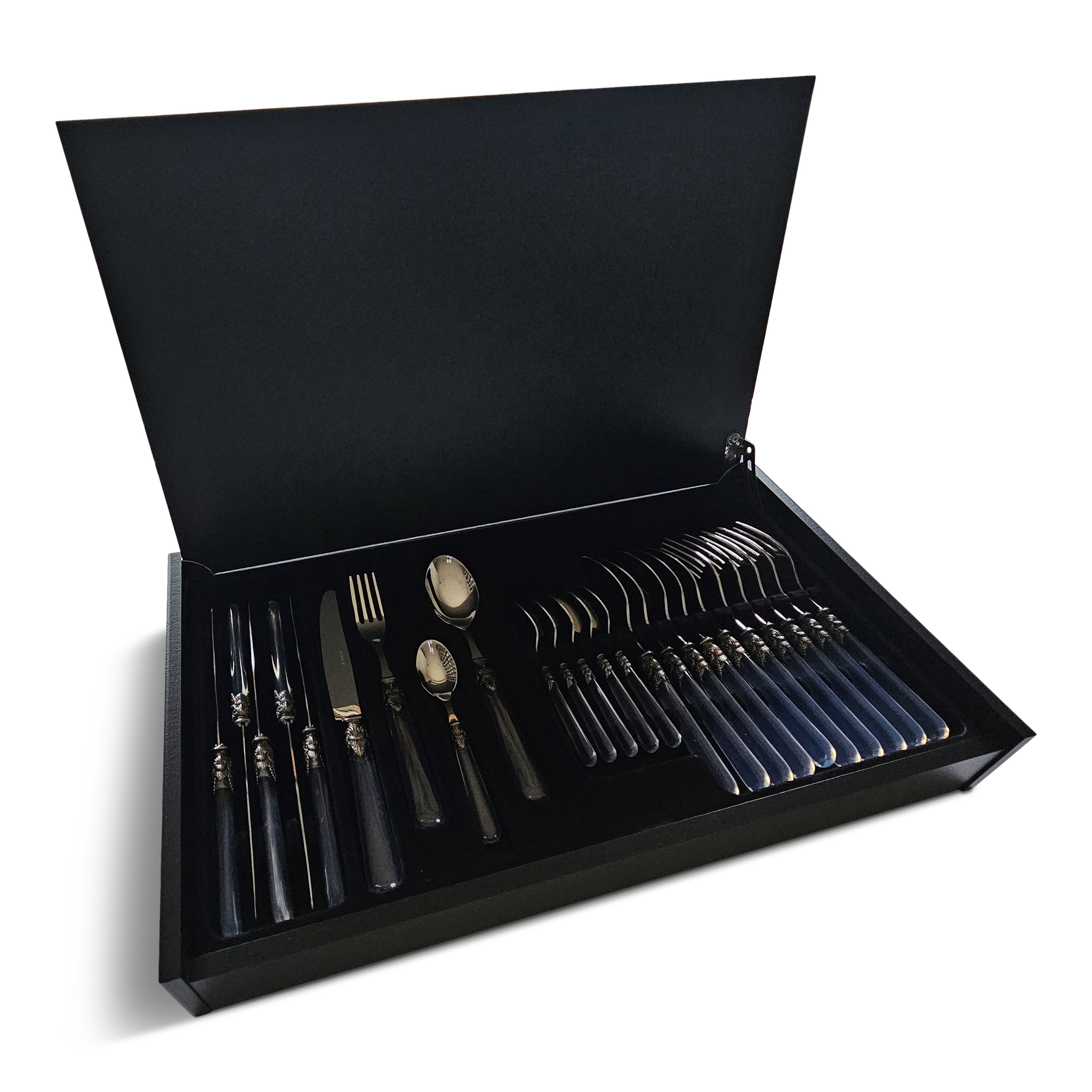 Bestekcassette, Transparant, in luxe houten bestekkoffer