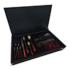 Cutlery Box Red, (mother-of-pearl sheen), in a luxurious wooden cutlery case