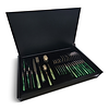 Cutlery Box Green (mother-of-pearl sheen), in a luxurious wooden cutlery case