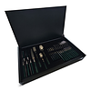 Cutlery Box, Green (plain), in a luxurious wooden cutlery case