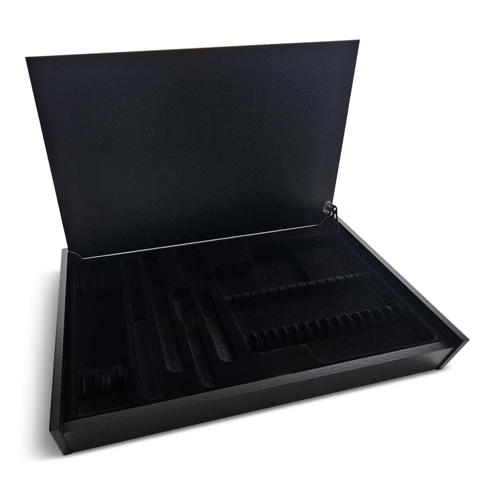 Luxus-Besteckkoffer Holz schwarz