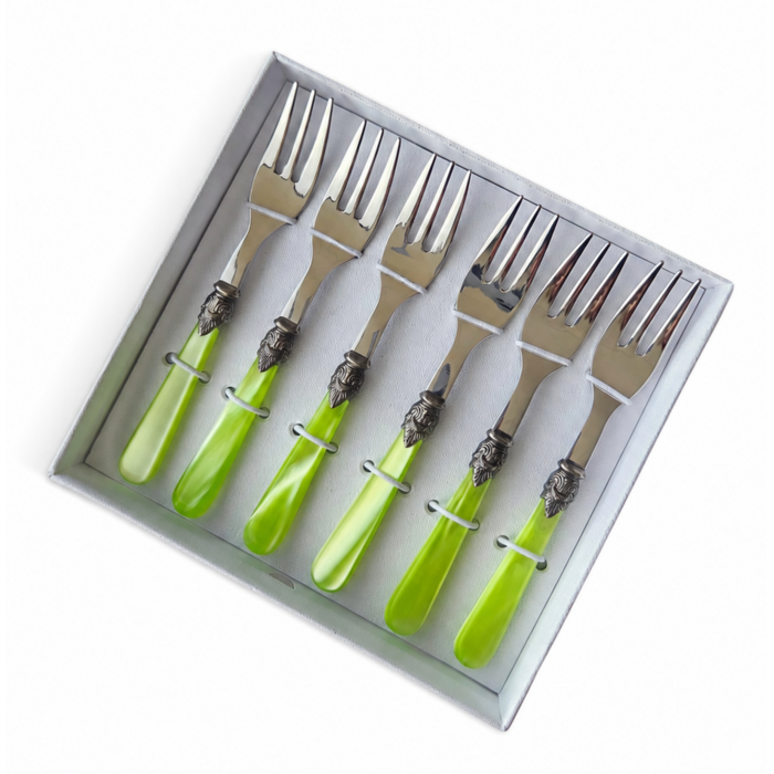 Taartvorkjes cadeauset, 6-delig, lichtgroen (parelmoer), EME Napoleon
