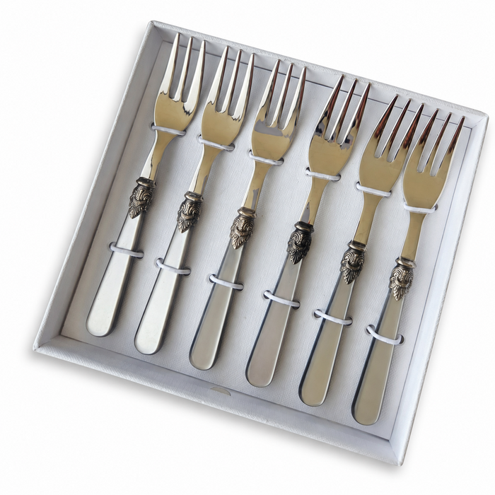 Coffret cadeau de fourchettes à gâteau, 6 pièces, gris (nacré), EME Napoleon