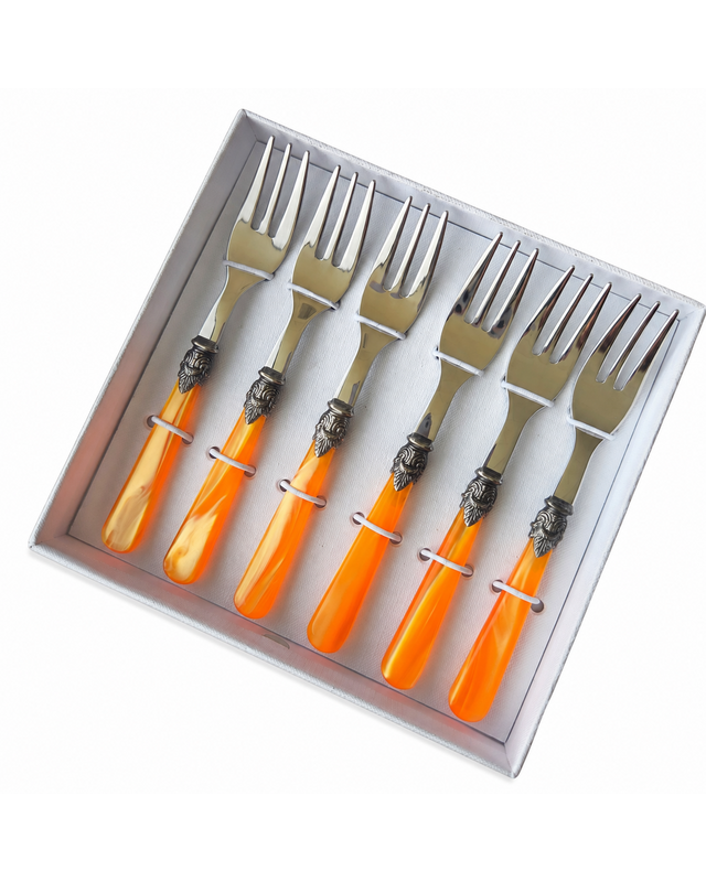 Set de regalo de tenedores de postre, 6 piezas, naranja (nácar), EME Napoleon