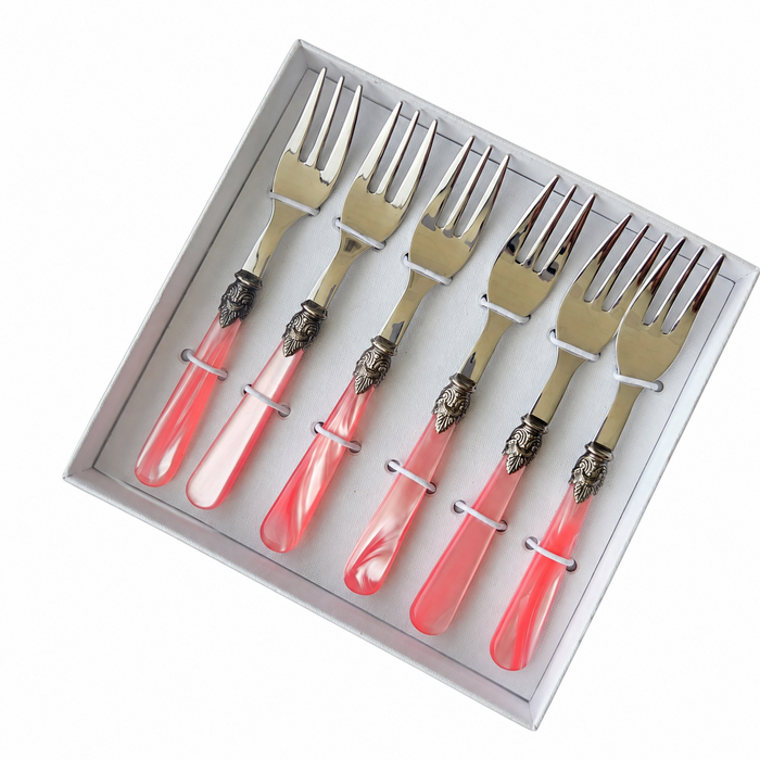 Set de regalo de tenedores de postre, 6 piezas, rosa (nácar), EME Napoleon