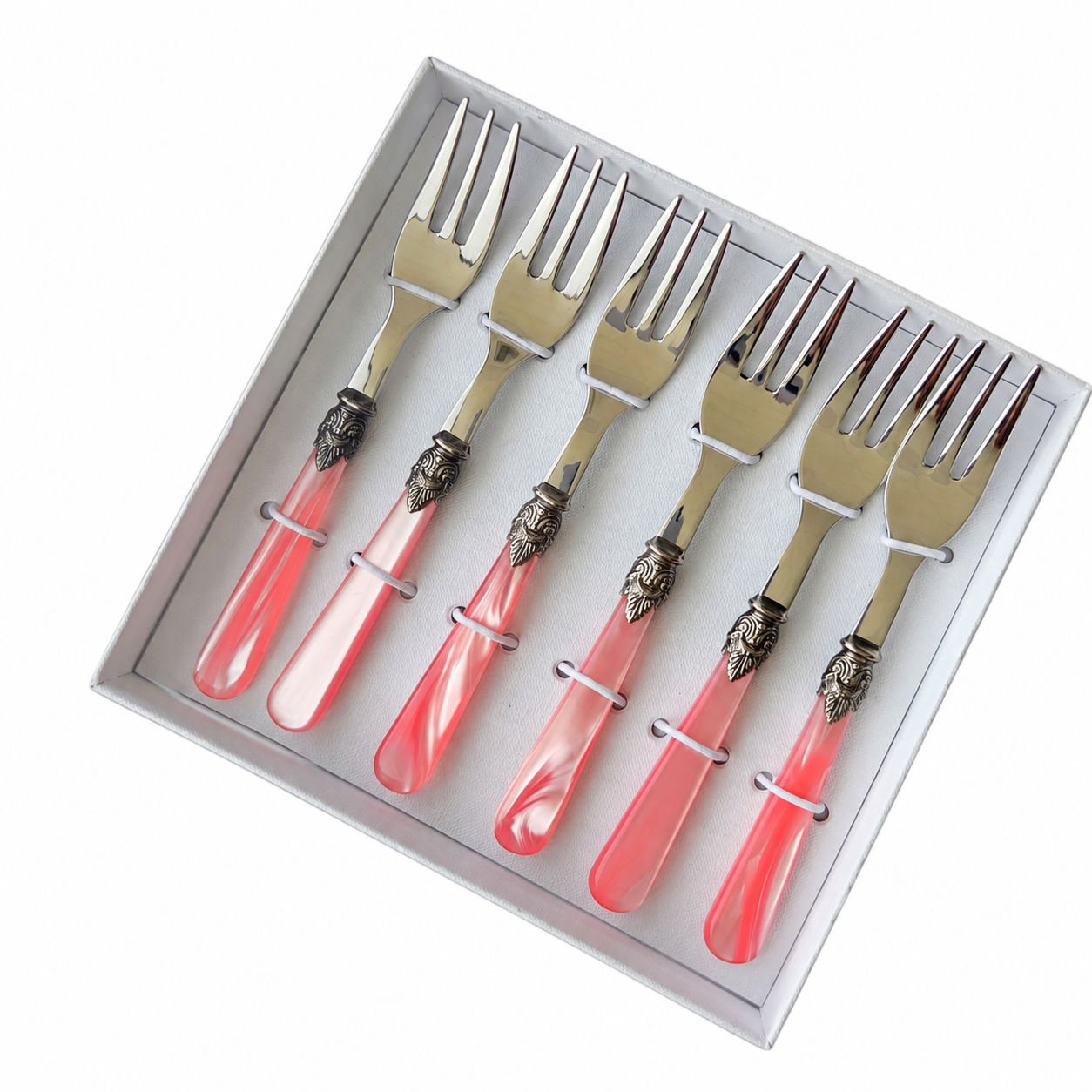 Set de regalo de tenedores de postre, 6 piezas, rosa (nácar), EME Napoleon
