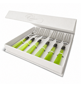 6-piece cake fork gift set, light green (mother-of-pearl)