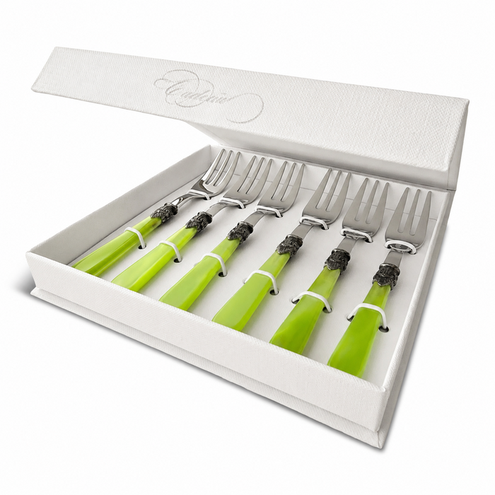 Set de regalo de tenedores de postre, 6 piezas, verde claro (nácar), EME Napoleon