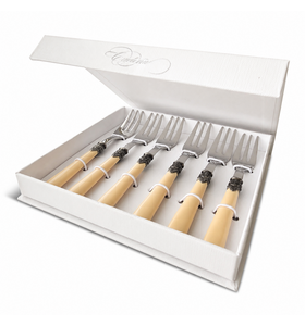 6-piece cake fork gift set, ivory (matte)