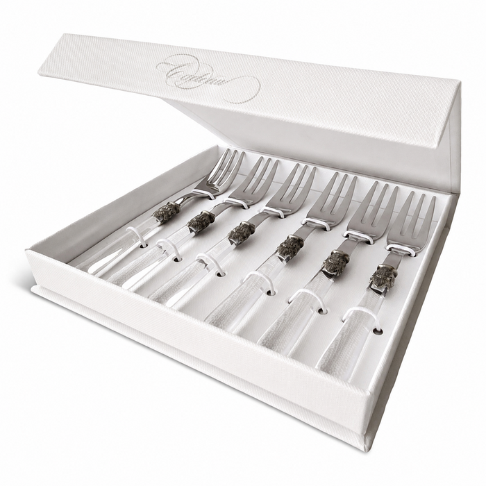 Coffret cadeau de fourchettes à gâteau, 6 pièces, transparent, EME Napoleon