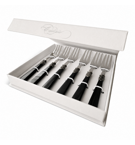 6-piece cake fork gift set, black (mother-of-pearl)