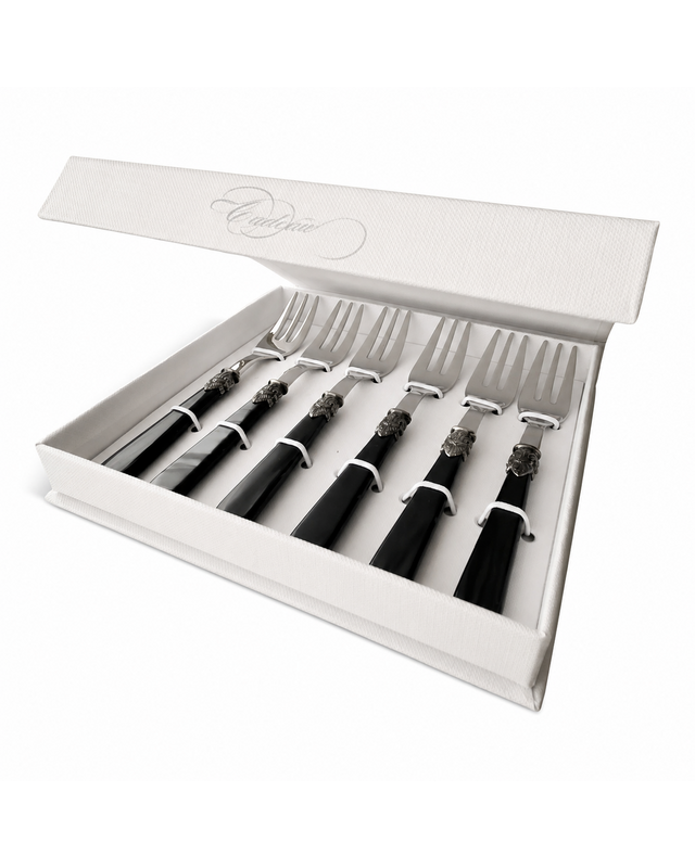 Set de regalo de tenedores de postre, 6 piezas, negro (nácar), EME Napoleon