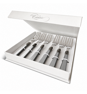 6-teiliges Kuchengabel-Geschenkset, Grau (Perlmutt)