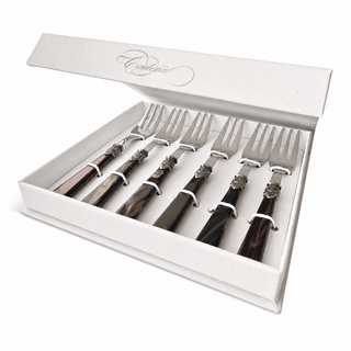 Coffret fourchettes à gâteau, marron (nacré)