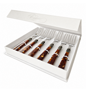 Coffret fourchettes à gâteau, marron (tortue)