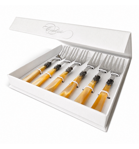 6-teiliges Kuchengabel-Geschenkset, Honig (Perlmutt)