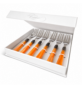 6-teiliges Kuchengabel-Geschenkset, Orange (Perlmutt)