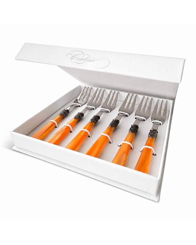 6-teiliges Kuchengabel-Geschenkset, Orange (Perlmutt), EME Napoleon