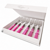 Cake forks gift set, fuchsia (mother-of-pearl)