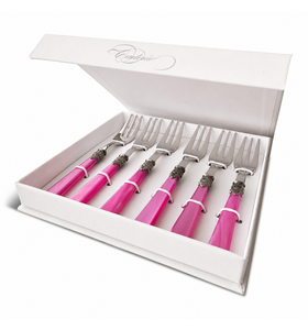Coffret fourchettes à gâteau, fuchsia (nacré)