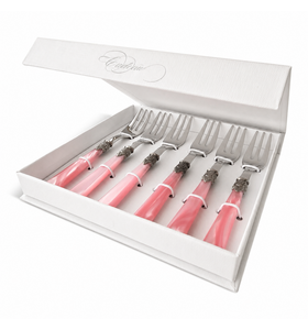 Coffret fourchettes à gâteau, rose (nacré)