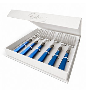 6-teiliges Kuchengabel-Geschenkset, Blau (Perlmutt)