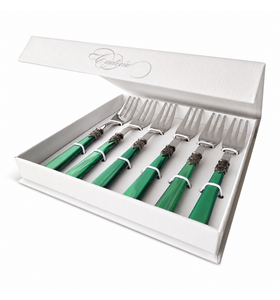 Coffret fourchettes à gâteau, vert (nacré)
