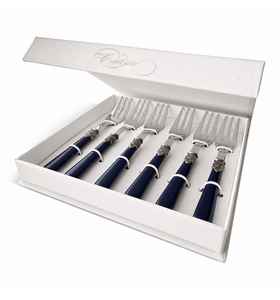Coffret fourchettes à gâteau, bleu (mat)