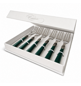 6-piece cake fork gift set, green (matte)