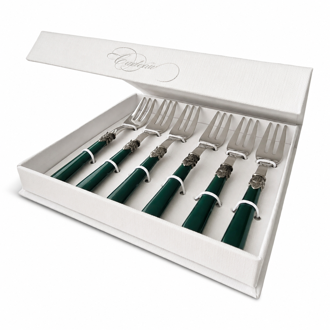Taartvorkjes cadeauset, 6-delig, groen (mat), EME Napoleon