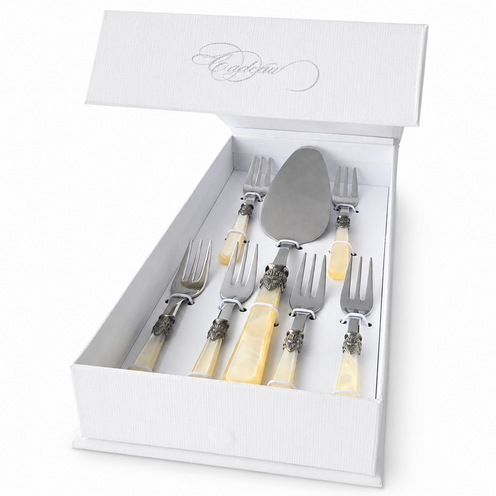 Taart cadeauset, ivoor (parelmoer) 7-delig, EME Napoleon