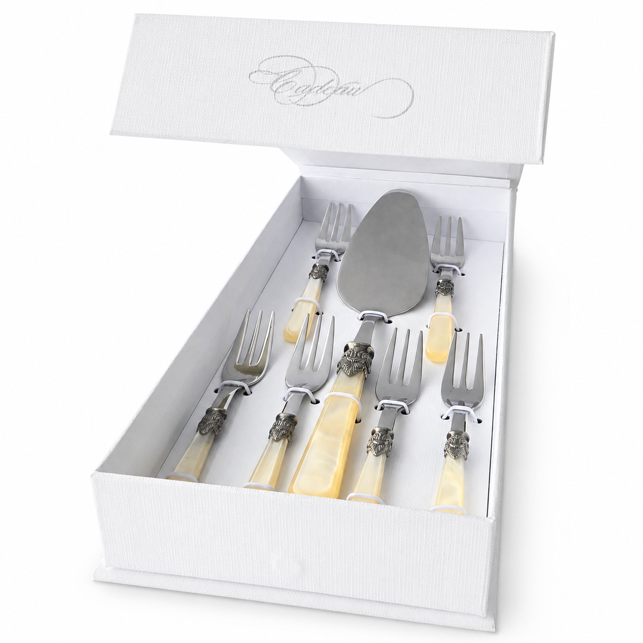 Taart cadeauset, ivoor (parelmoer) 7-delig, EME Napoleon