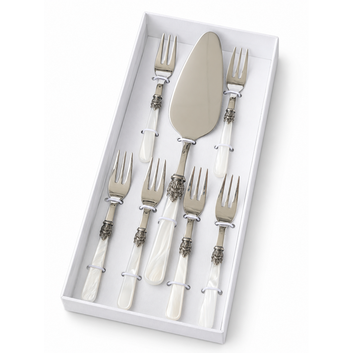 Cake gift set, white (mother-of-pearl) 7-piece, EME Napoleon