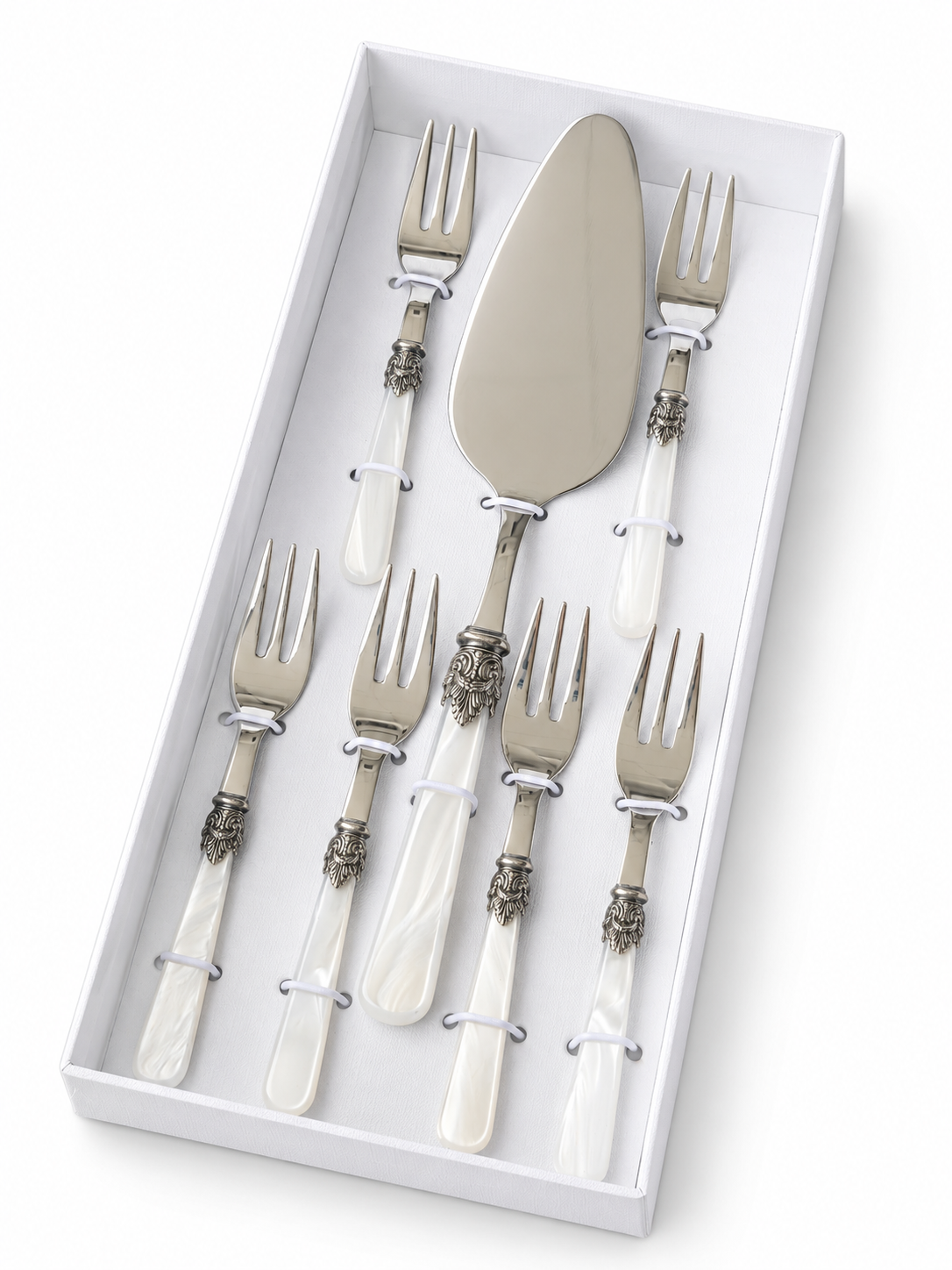 Taart cadeauset,  wit (parelmoer) 7-delig,  EME Napoleon