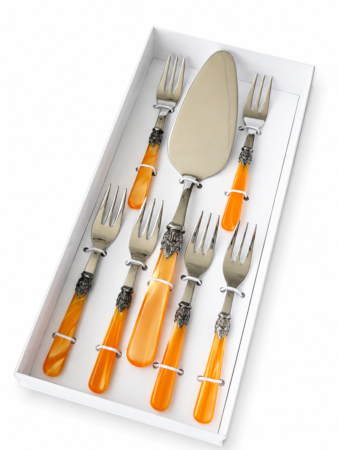Cake gift set, orange (mother-of-pearl) 7-piece, EME Napoleon