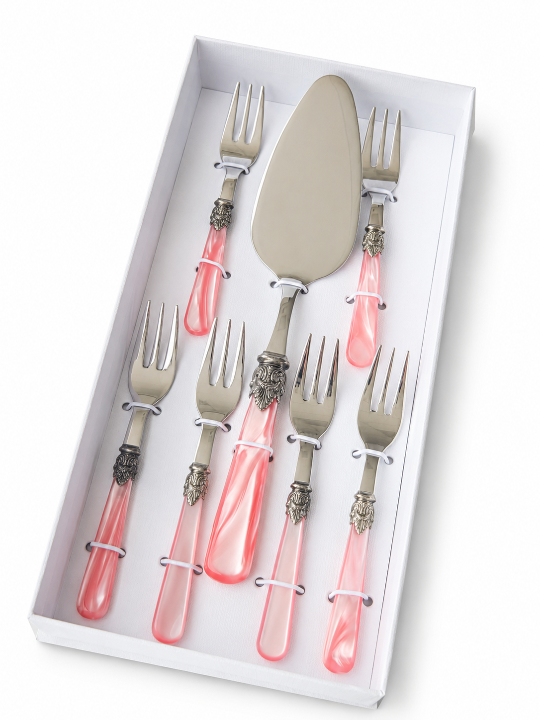 Cake gift set, pink (mother-of-pearl) 7-piece, EME Napoleon
