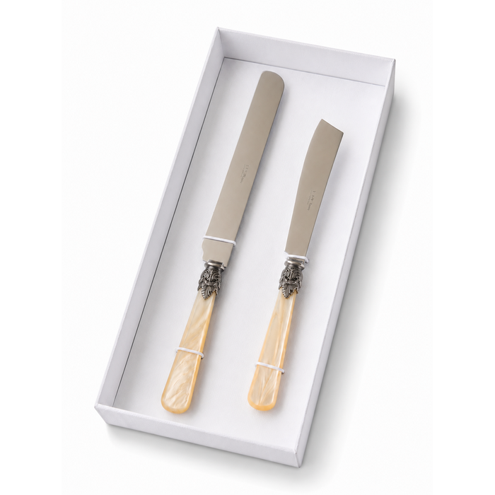 Torten- & Kuchenmesser Geschenkset Elfenbein (Perlmutt), 2-teilig, EME Napoleon