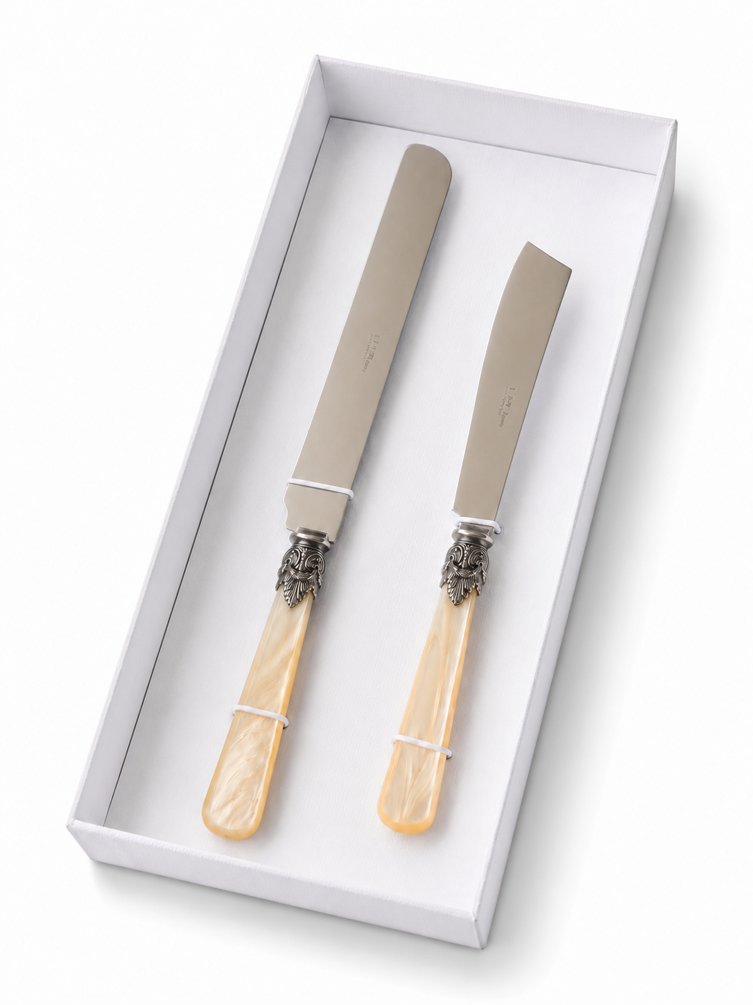 Set de Regalo Cuchillo para Tarta y Cake, Marfil (Brillo Nácar), Caja de Regalo de Lujo, EME Napoleon