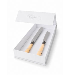 Geschenkset mit Tortenmesser und Kuchenmesser, Elfenbein (matt)